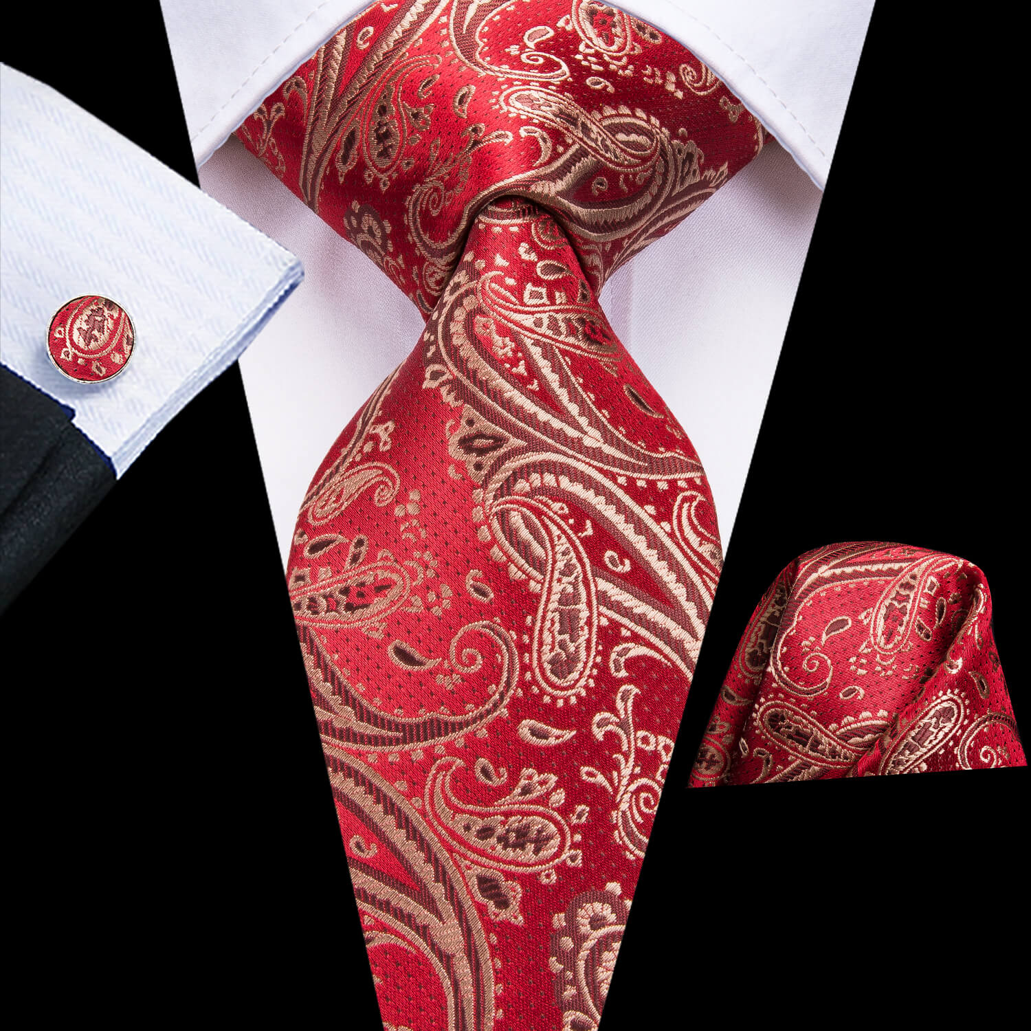 Royal Crimson Red Radium Paisley Tie
