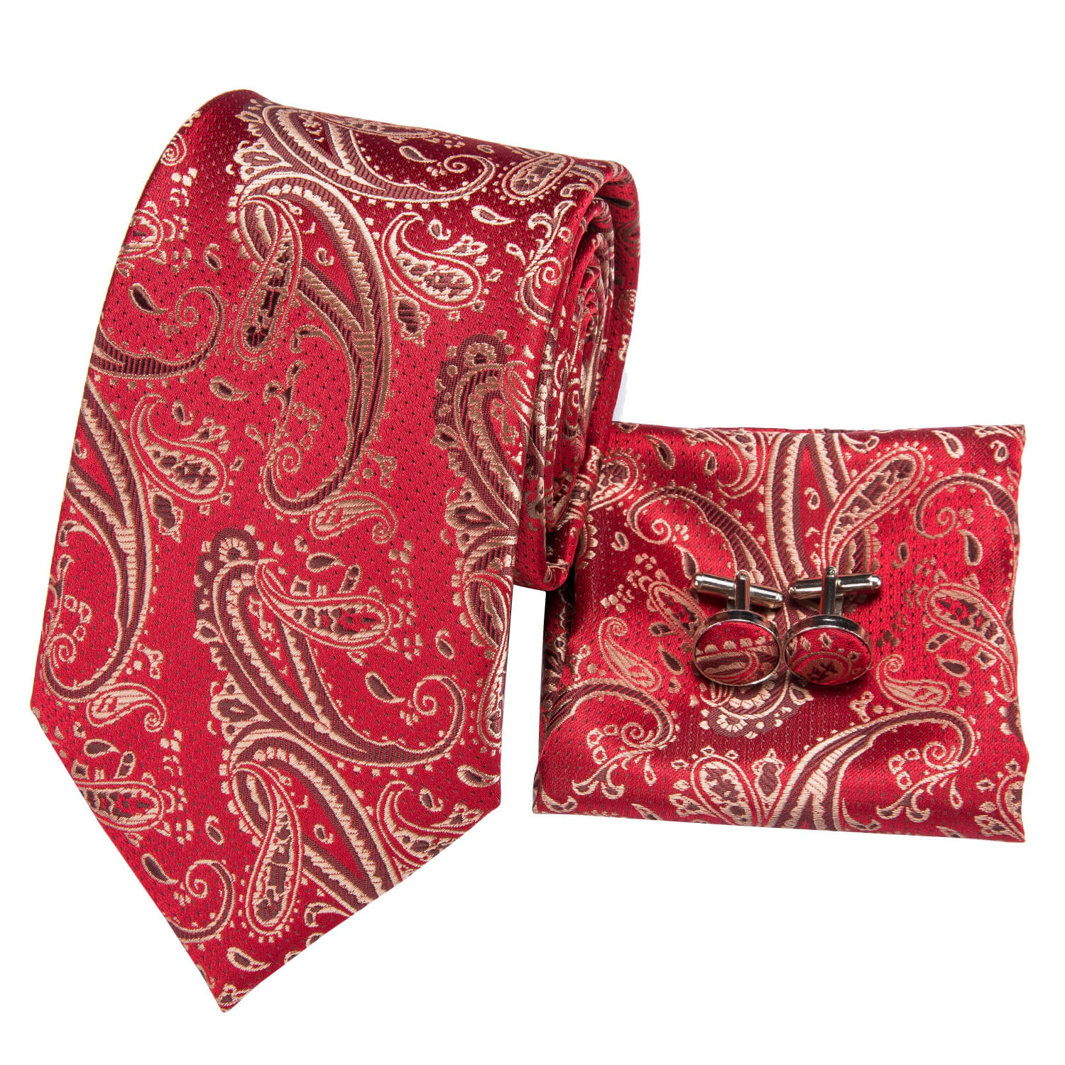 Royal Crimson Red Radium Paisley Tie - Image 5
