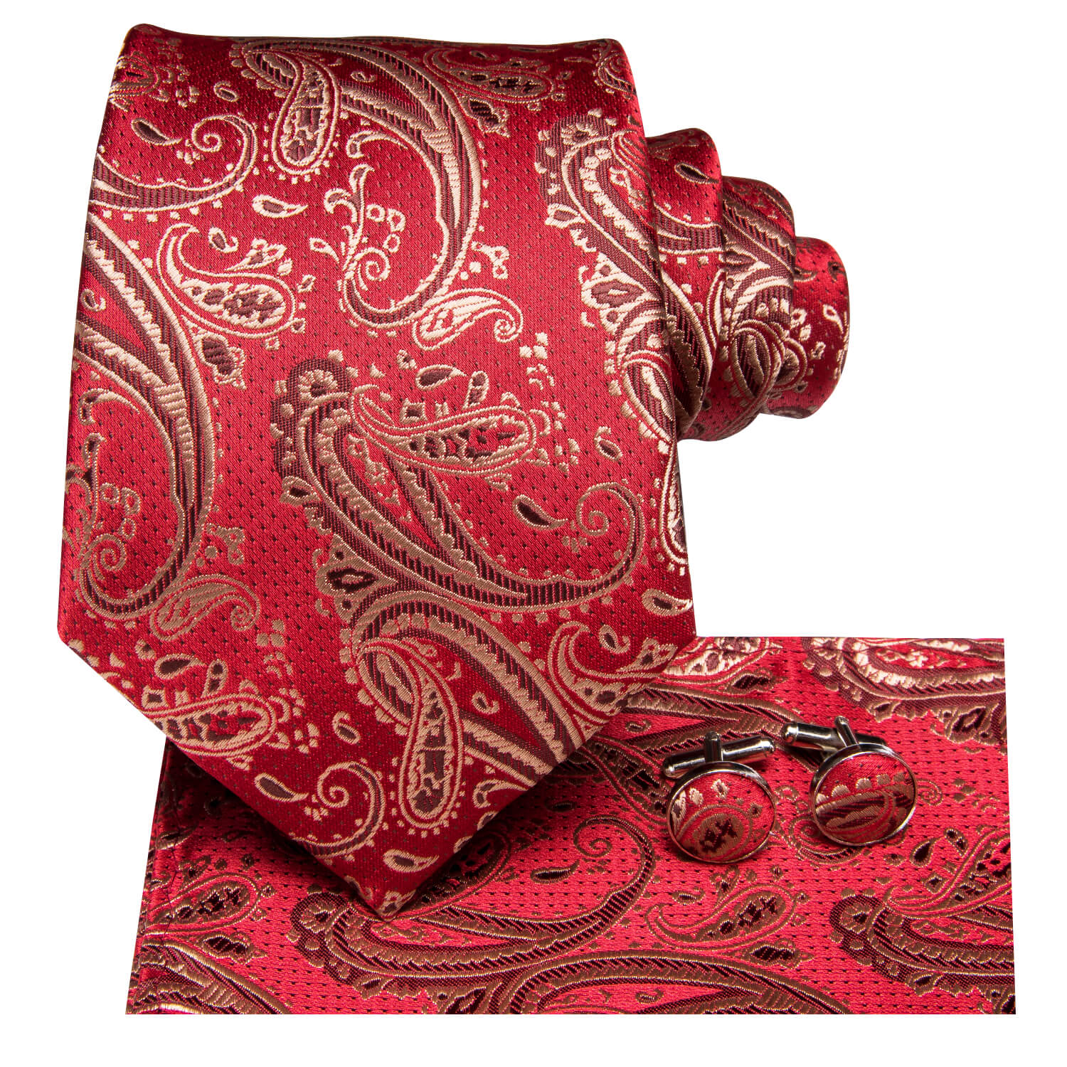 Royal Crimson Red Radium Paisley Tie - Image 3
