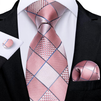 Roseate Silver Matrix Plaid Tie