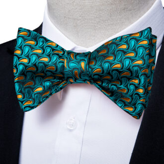 Teal Tropic Ripples Paisley Bow Tie