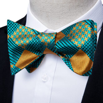 Golden Mosaic Geometric Bow Tie