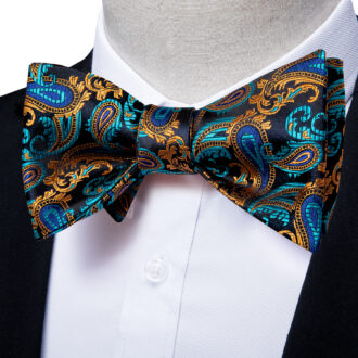 Golden Lagoon Paisley Bow Tie