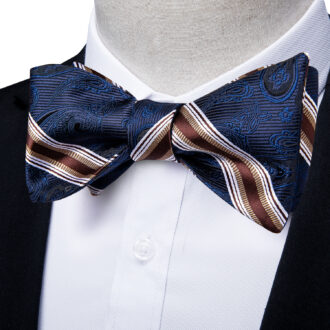 Midnight Stripes Hybrid Paisley Bow Tie