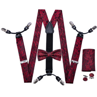 Scarlet Splendor Paisley Suspenders