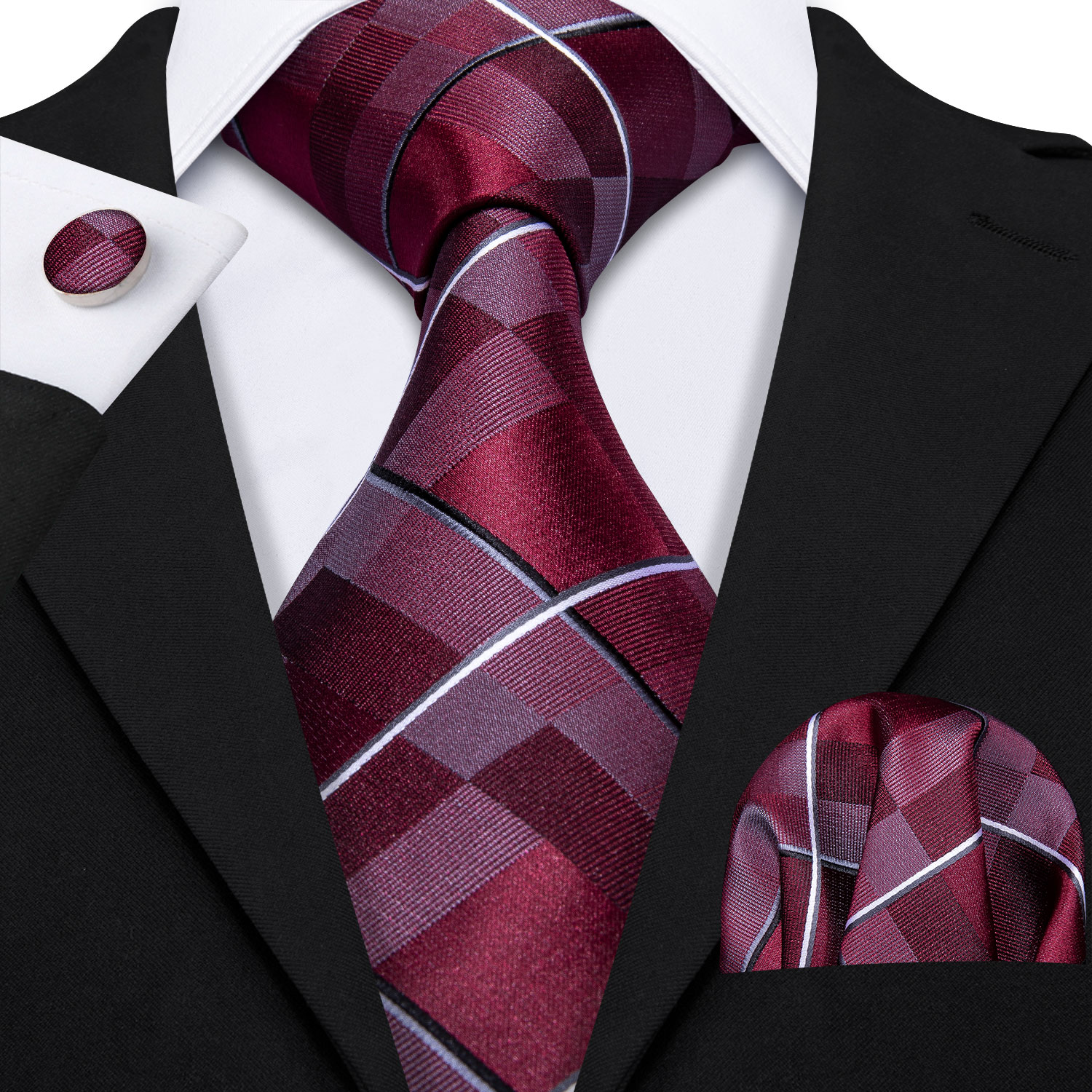 Maroon Majesty Grid Plaid Tie