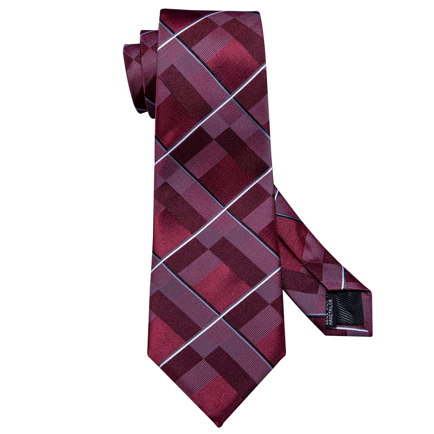 Maroon Majesty Grid Plaid Tie - Image 4