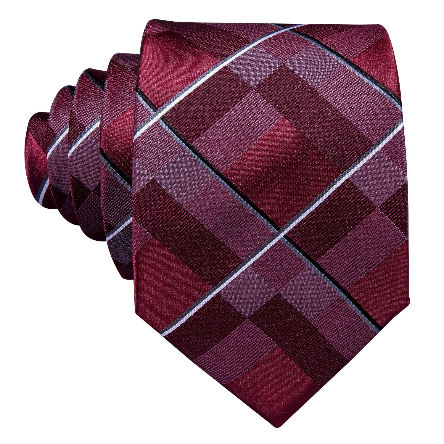 Maroon Majesty Grid Plaid Tie - Image 5