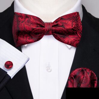 Scarlet Majesty Paisley Bow Tie