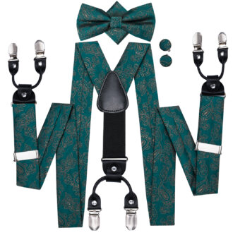 Emerald Harmony Paisley Suspenders