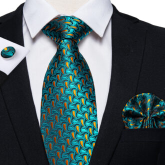 Teal Tropic Ripples Paisley Tie