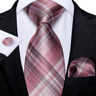 Rosy Gleam Silk Plaid Tie
