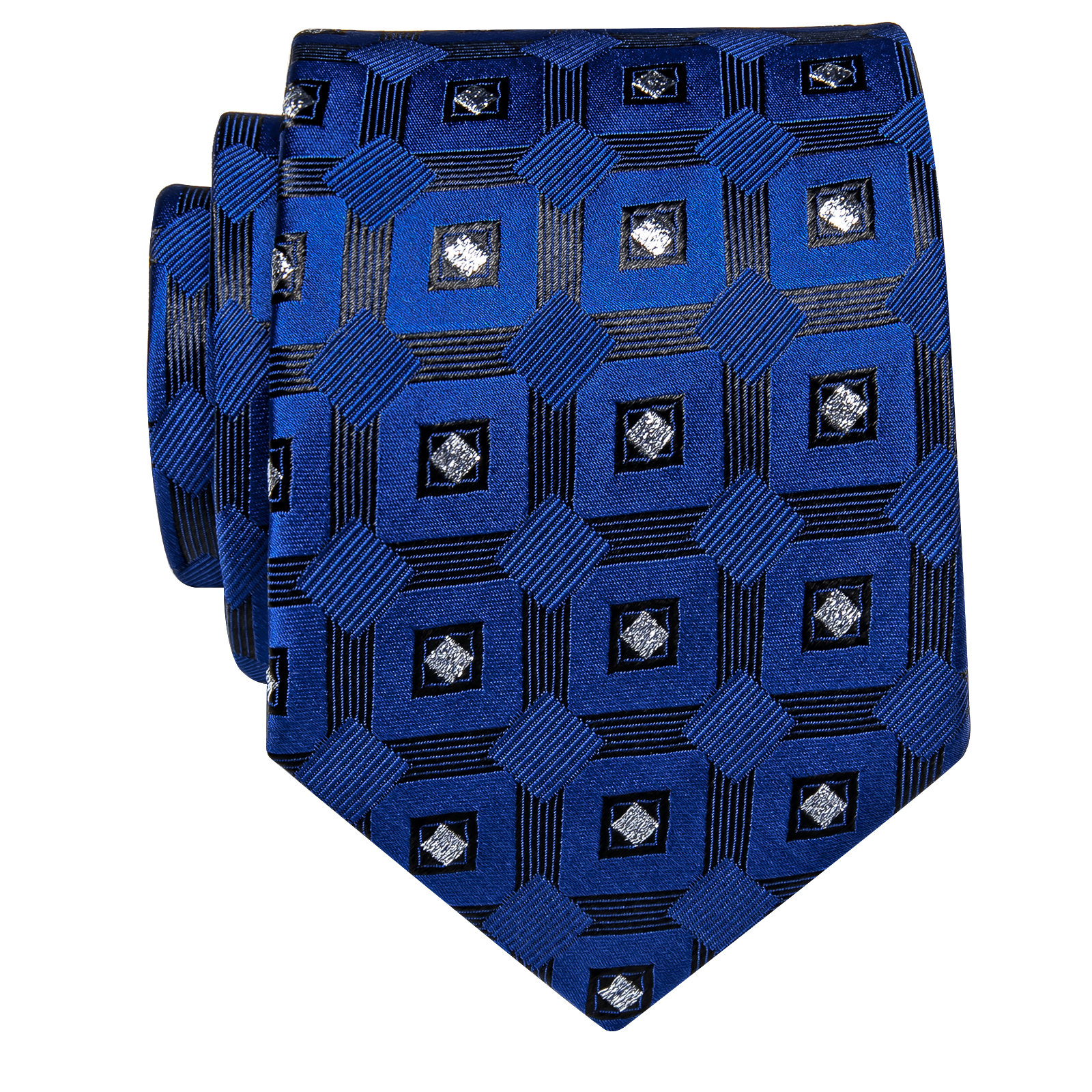 Midnight Sapphire Grid Geometric Tie - Image 2