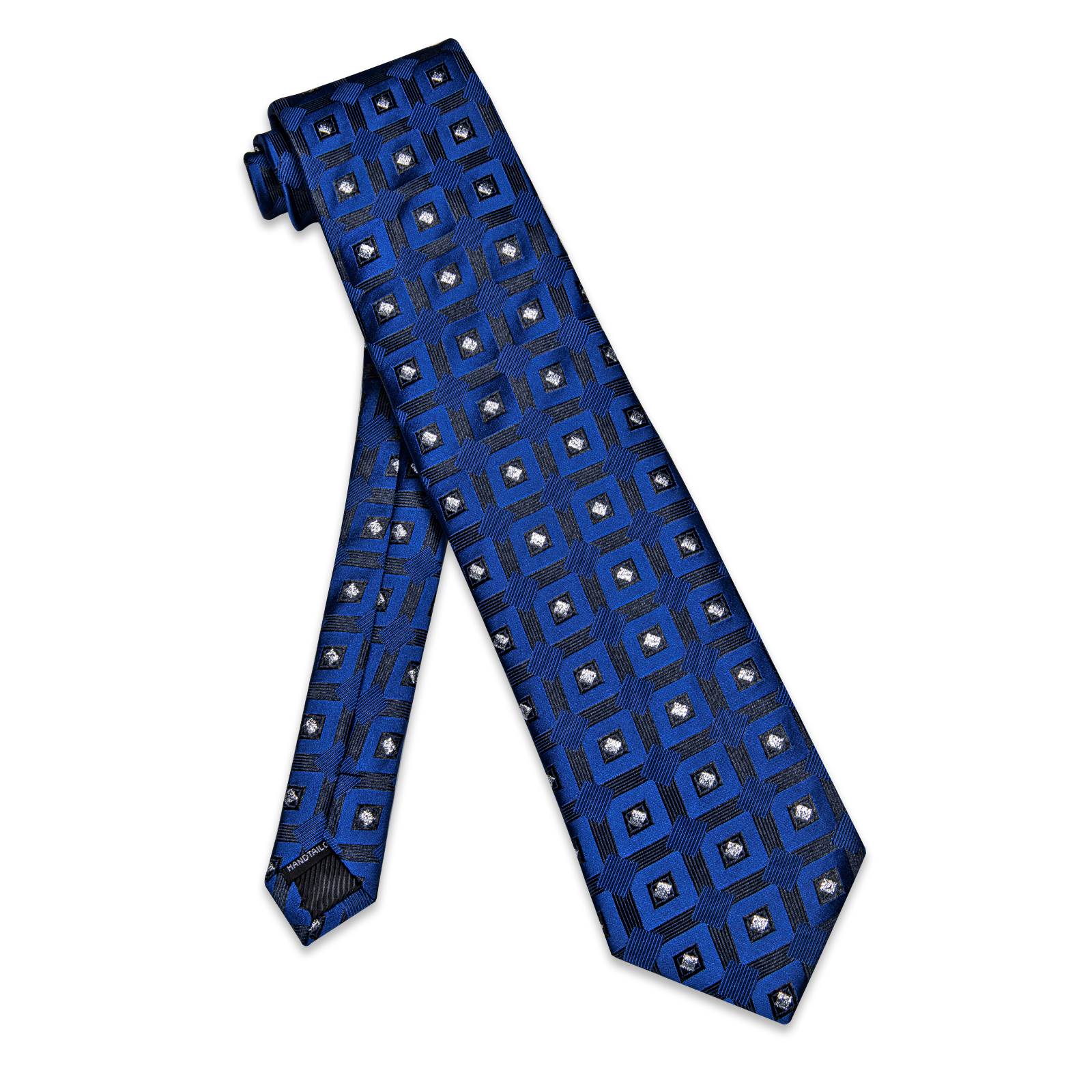 Midnight Sapphire Grid Geometric Tie - Image 4