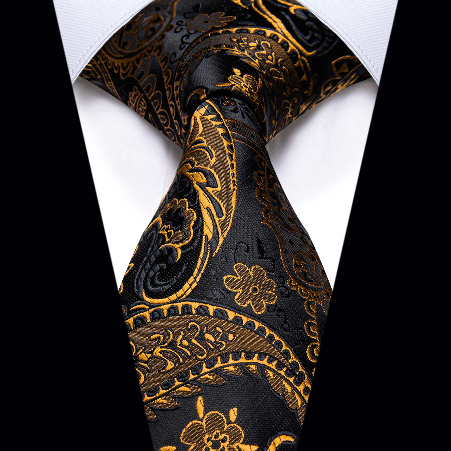 Golden Elegance Paisley Tie