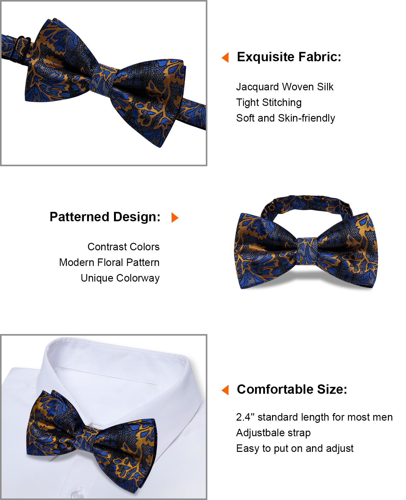 Royal Midnight Floral Bow Tie - Image 5
