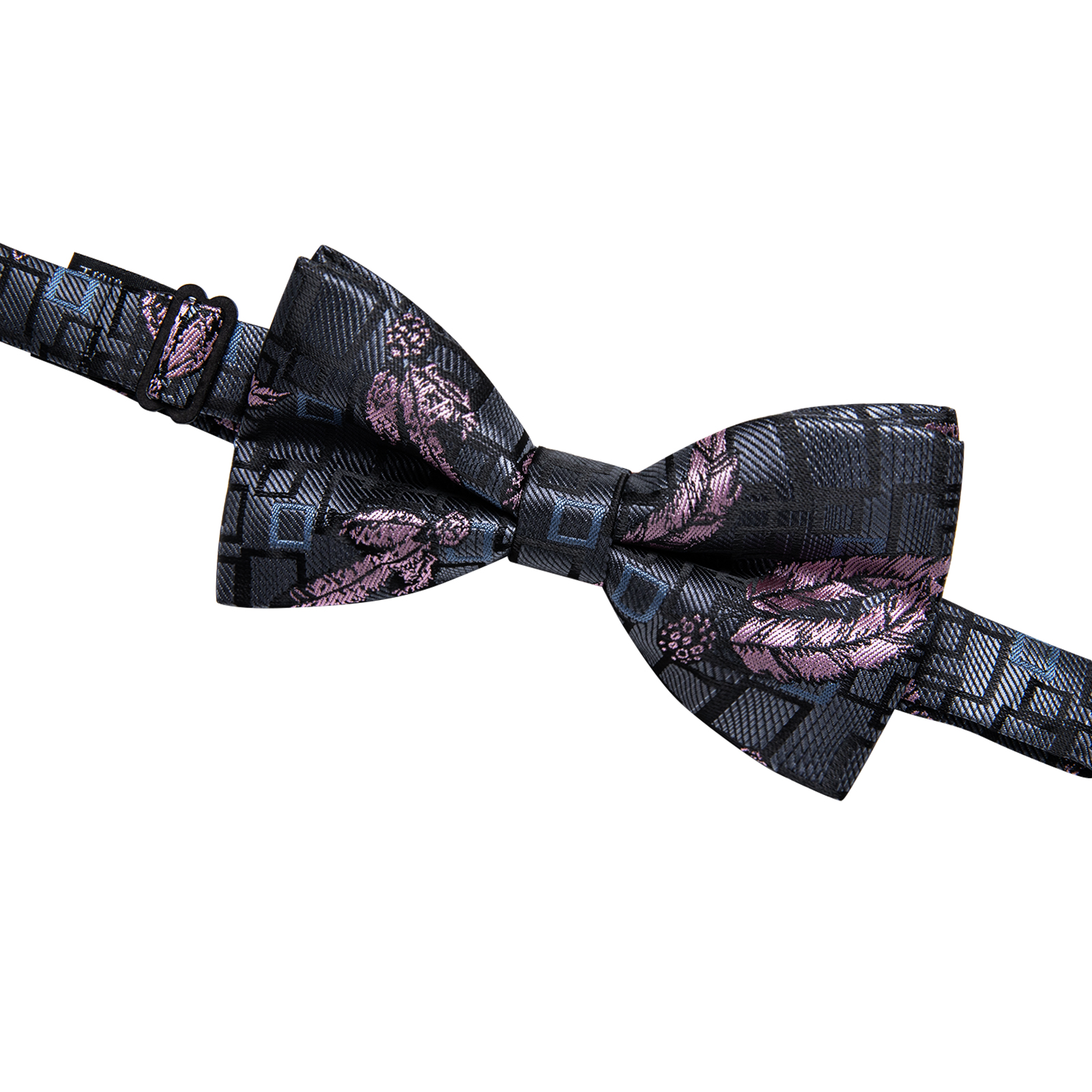 Charcoal Charm Floral Mosaic Hybrid Bow Tie - Image 3
