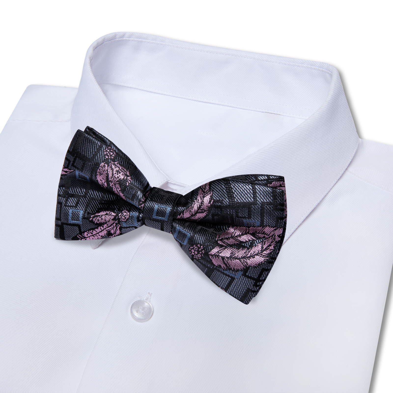 Charcoal Charm Floral Mosaic Hybrid Bow Tie - Image 4