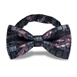 Charcoal Charm Floral Mosaic Hybrid Bow Tie