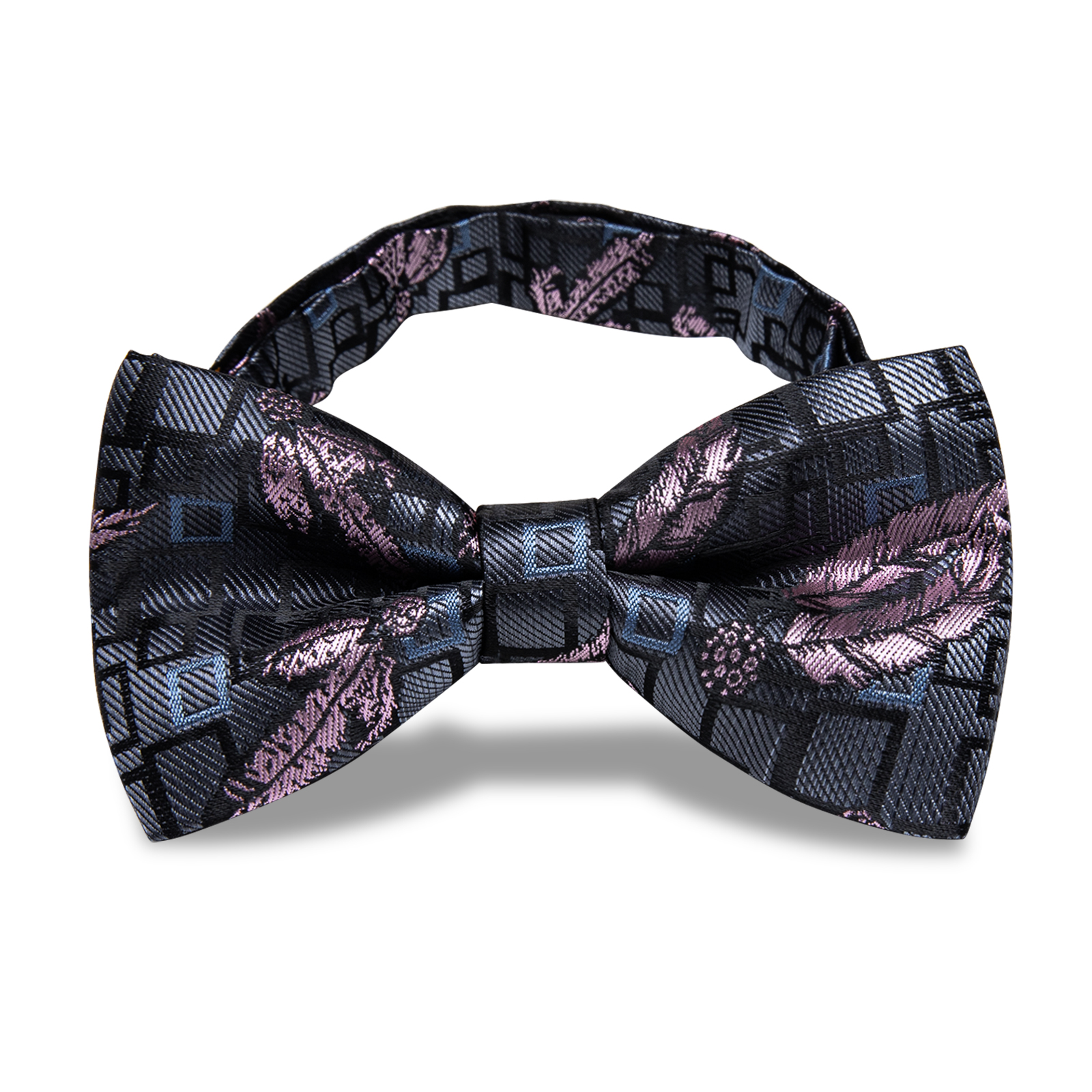 Charcoal Charm Floral Mosaic Hybrid Bow Tie