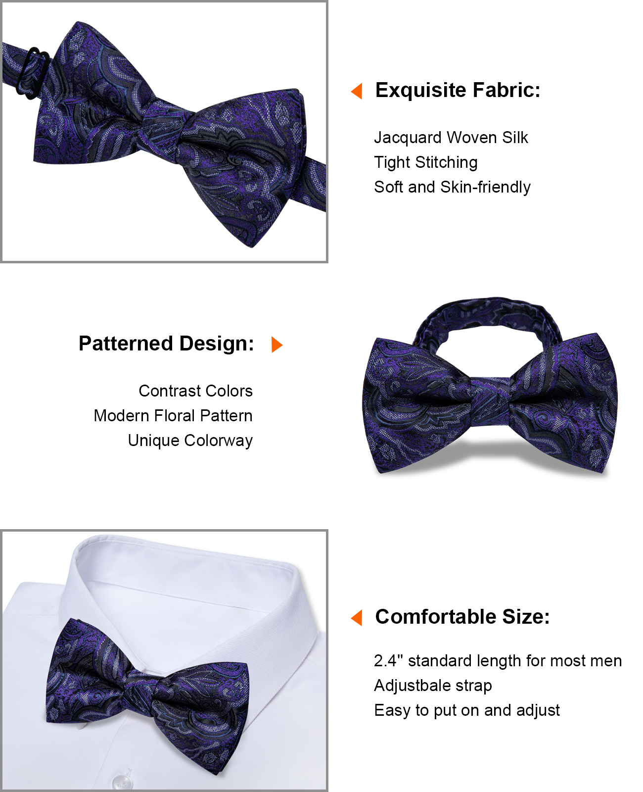 Lavender Labyrinth Floral Bow Tie - Image 5