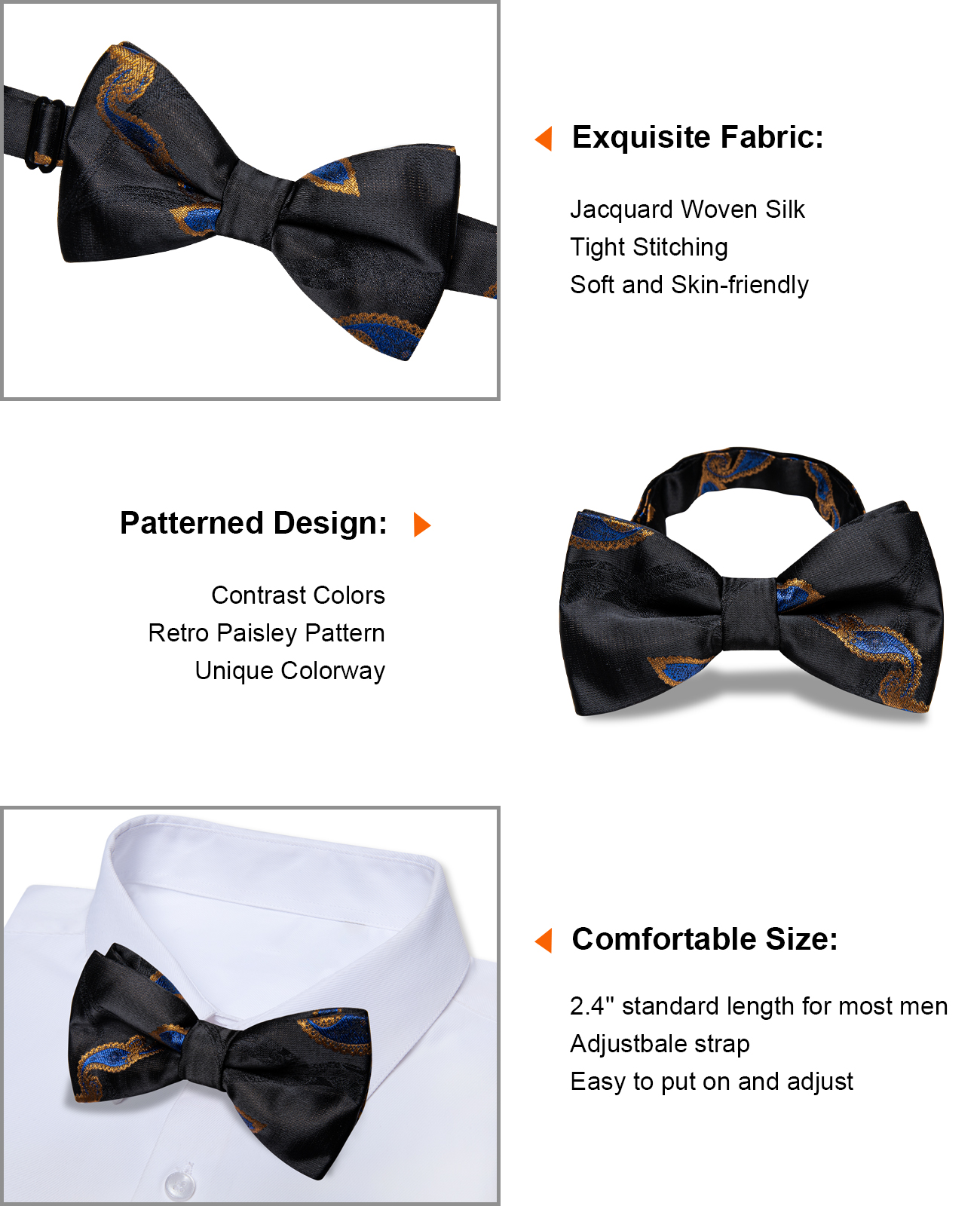Midnight Mosaic Paisley Bow Tie - Image 5