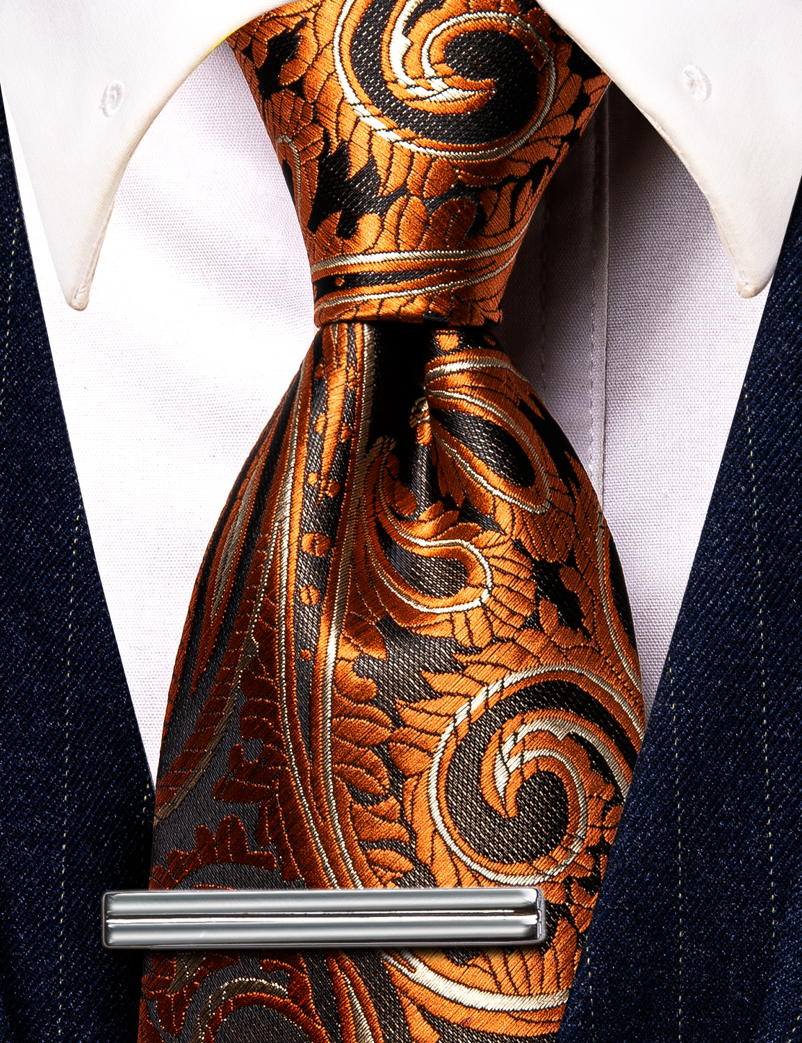 Golden Horizon Paisley Skinny Tie - Image 2