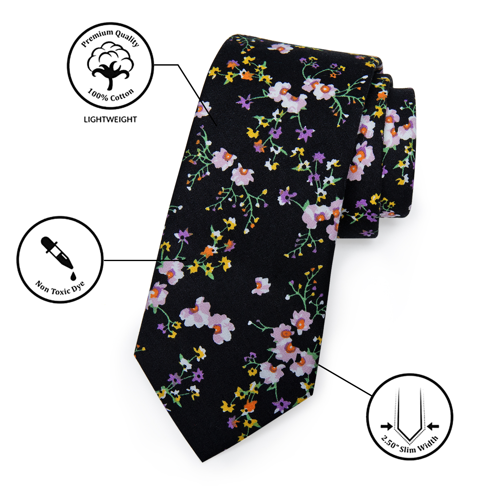 Nocturnal Garden Floral Skinny Tie - Image 10