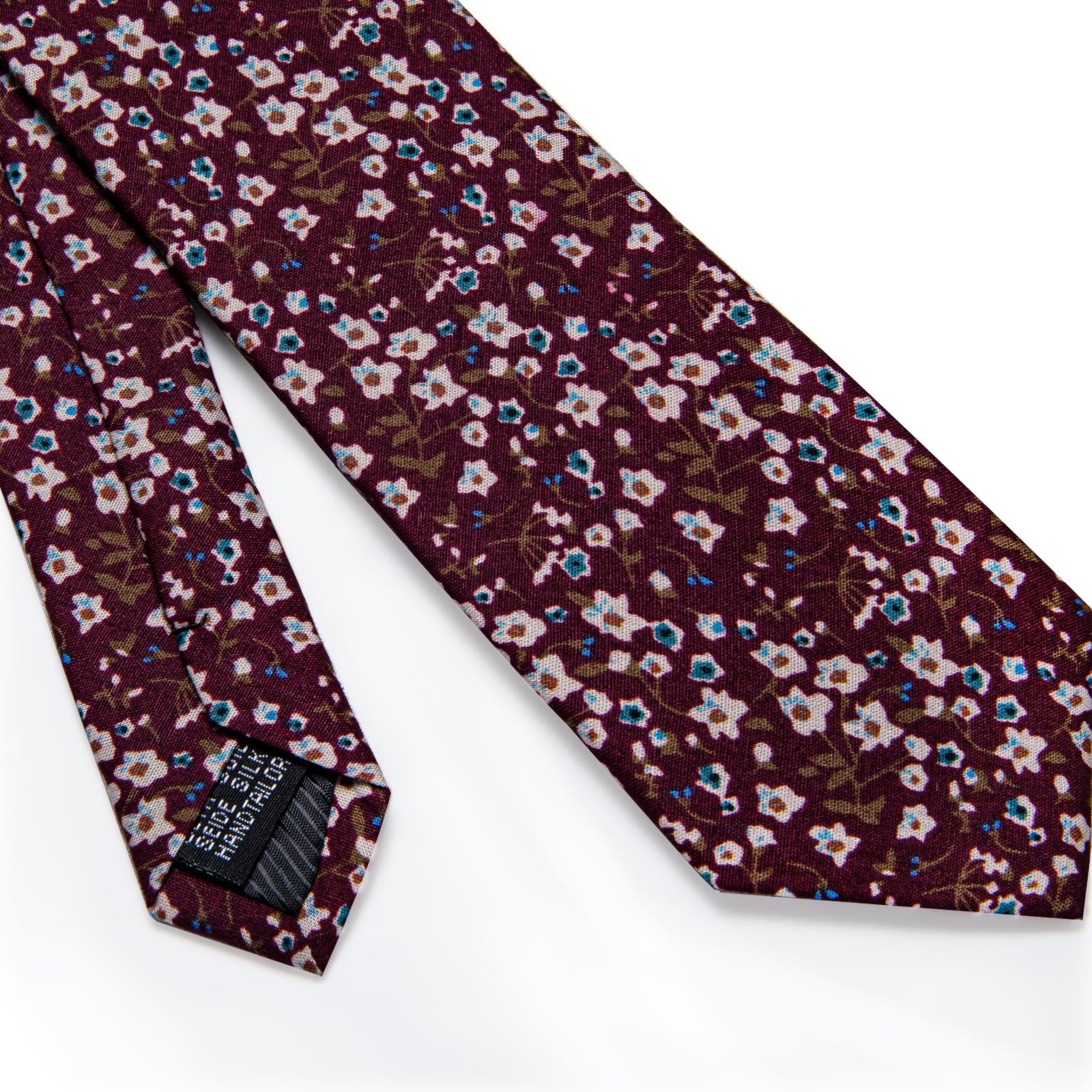 Burgundy Blossom Floral Skinny Tie - Image 8