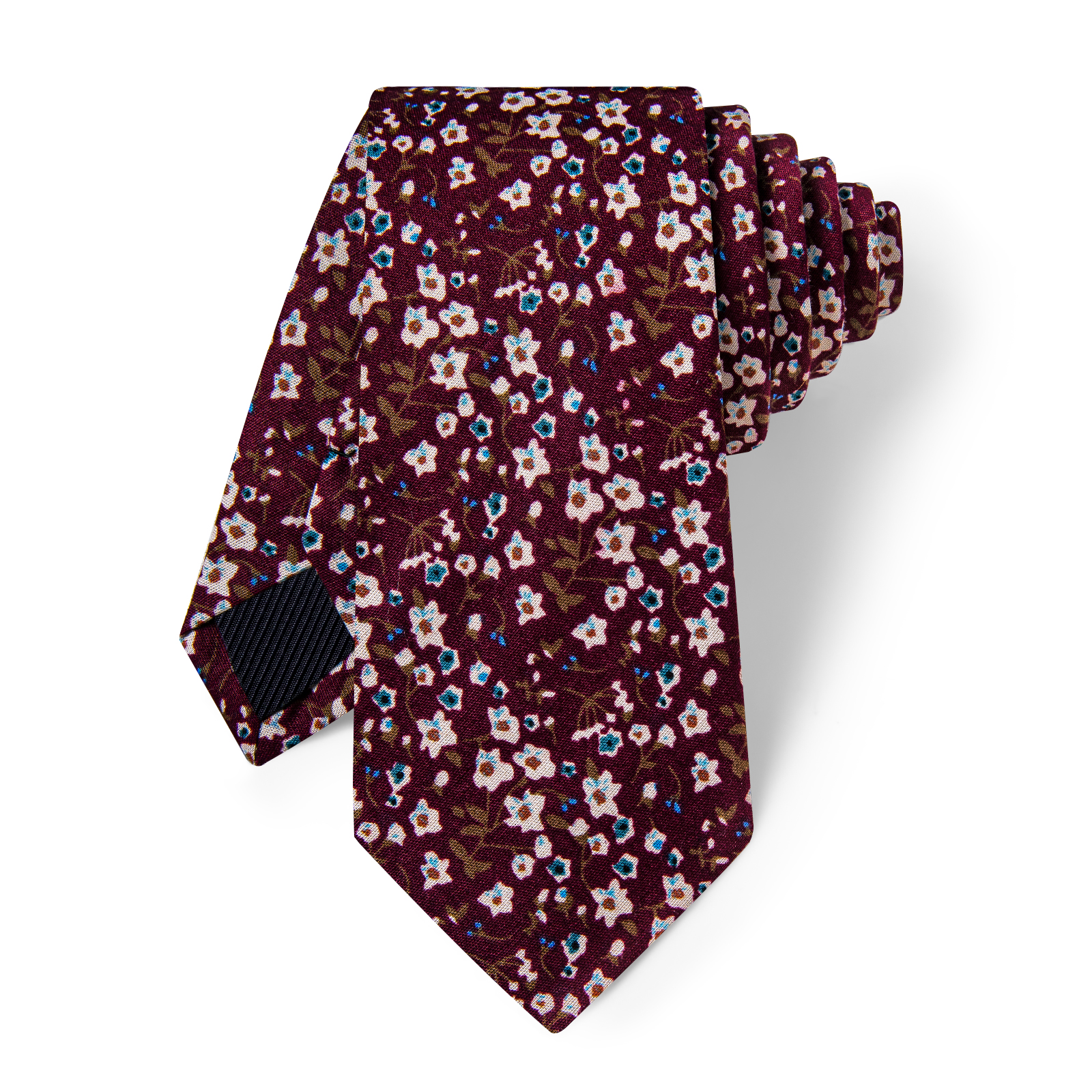 Burgundy Blossom Floral Skinny Tie - Image 4