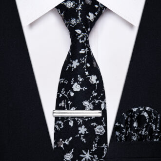 Midnight Frost Floral Skinny Tie
