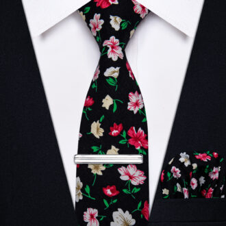 Corbata delgada con estampado floral Midnight Bloom