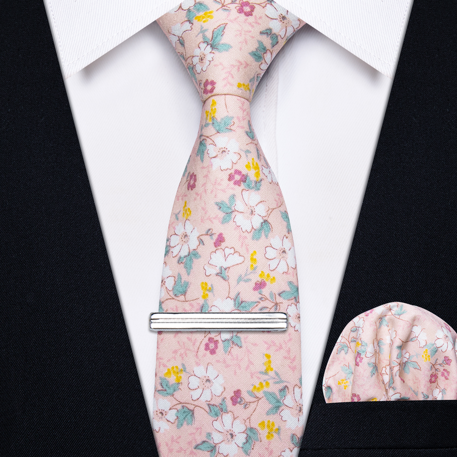 Pastel Bloom Delight Floral Skinny Tie