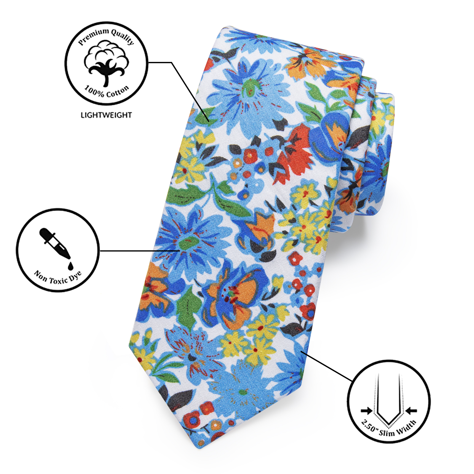 Riviera Blossom Floral Skinny Tie - Image 5