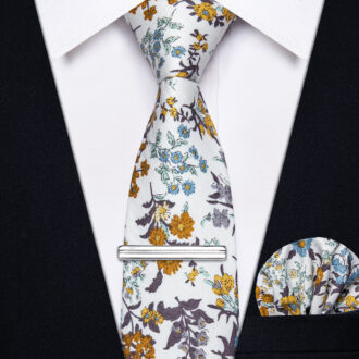 Golden Bloom Floral Skinny Tie
