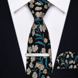 Noir Garden Floral Skinny Tie