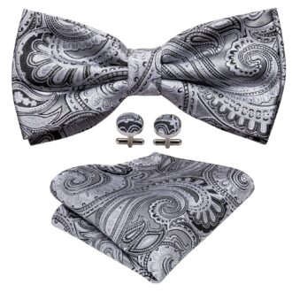 Monochrome Majesty Paisley Bow Tie Set
