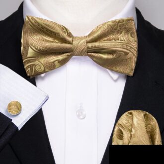 Golden Paisley Bow Tie Set