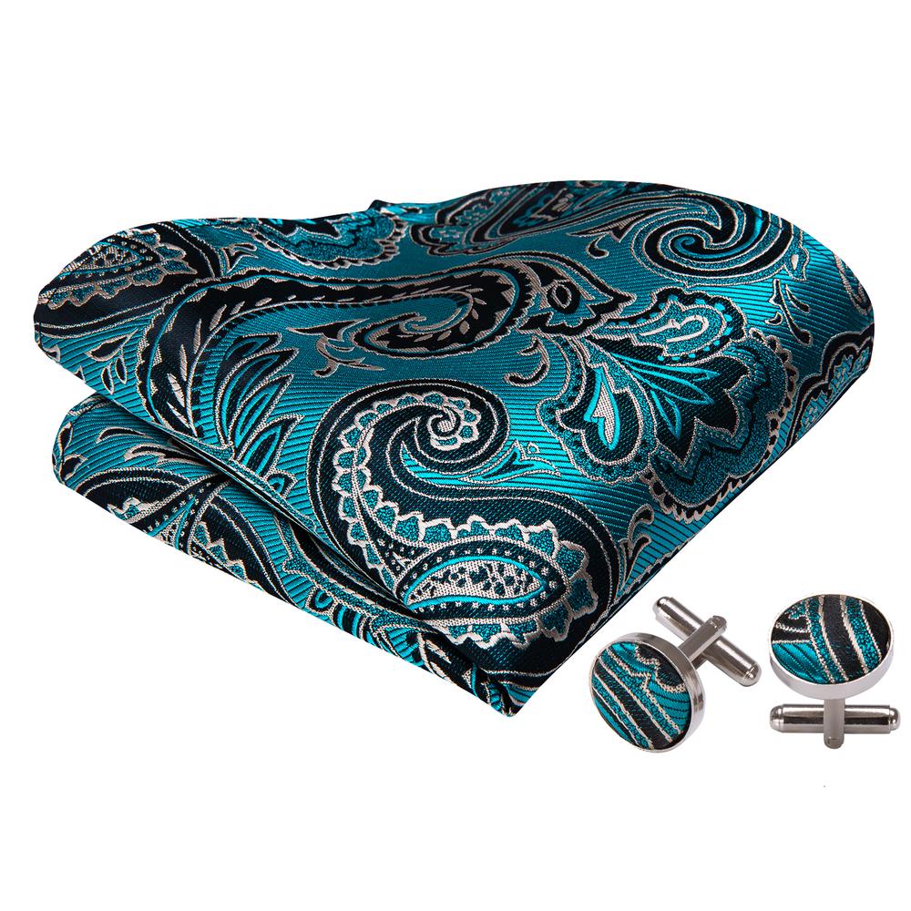Midnight Teal Paisley Bow Tie Set - Image 4