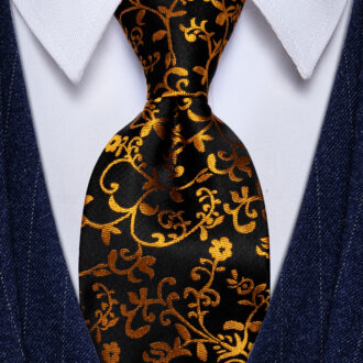 Golden Ember Floral Tie