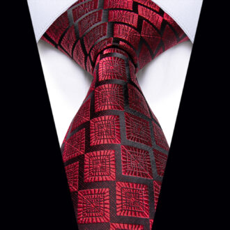 Ruby Grid Elegance Geometric Tie