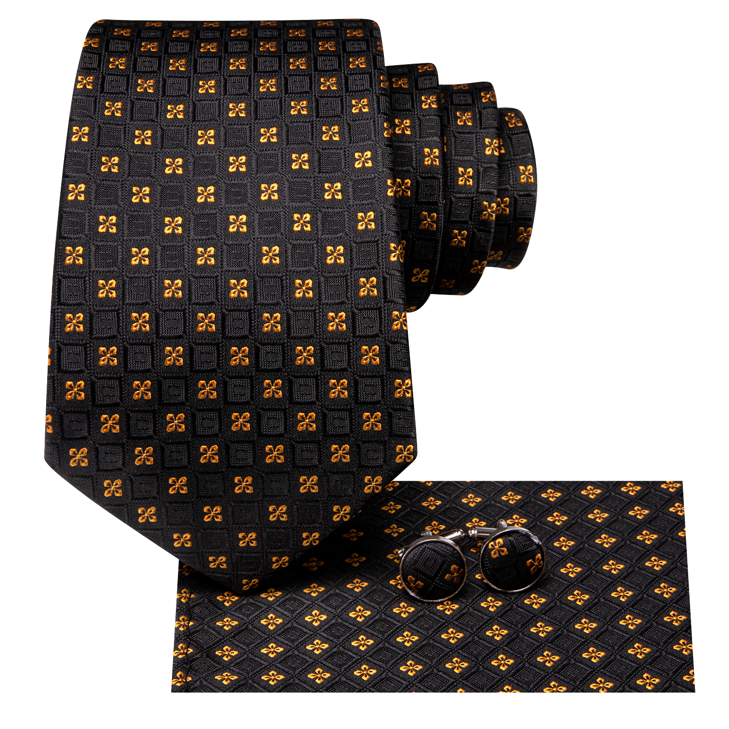 Golden Petals Geometric Tie Set - Image 2
