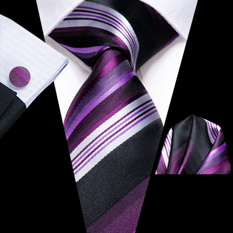 Violet Stride Striped Tie Set